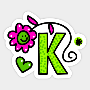 Letter K abc monogram hand drawn colorful alphabet Sticker